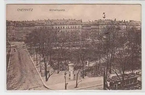 55388 Ak Chemnitz Wilhelmplatz mit Strassenbahn 1925