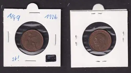 1 Farthing Kupfer Münze Großbritannien 1936 Georg V. Stempelglanz (167234)