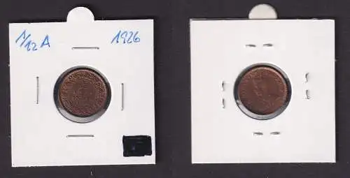 1/12 Anna Kupfer Münze Indien 1926 Georg V. (167955)