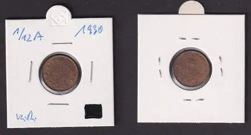 1/12 Anna Kupfer Münze Indien 1930 Georg V. (163376)