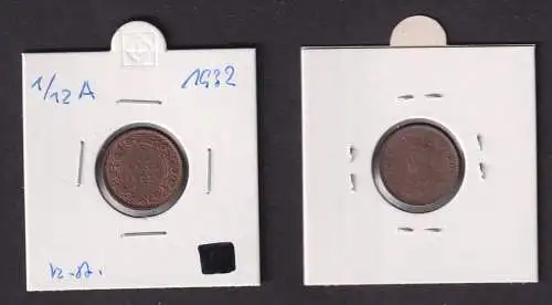 1/12 Anna Kupfer Münze Indien 1932 Georg V. (166579)