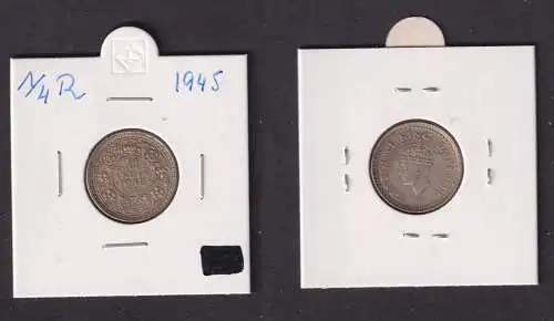 1/4 Rupie Silber Münze Indien 1945 Georg VI. (166444)