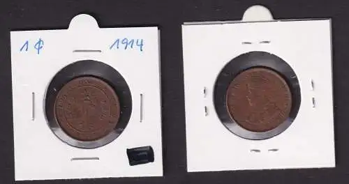 1 Cent Kupfer Münze Ceylon Sri Lanka 1914 Georg V. (167812)