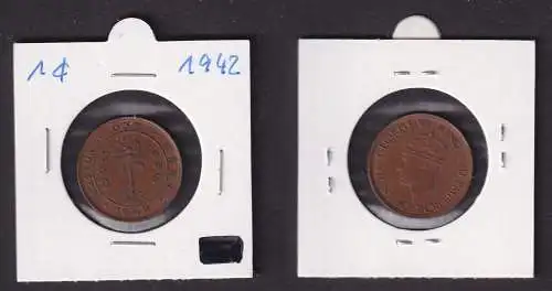 1 Cent Kupfer Münze Ceylon Sri Lanka 1942 Georg VI. (167263)