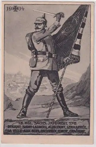 66452 Feldpost AK 13. Kgl. Sächs. Infanterie Regiment Nr. 178 aus dem Jahr 1915