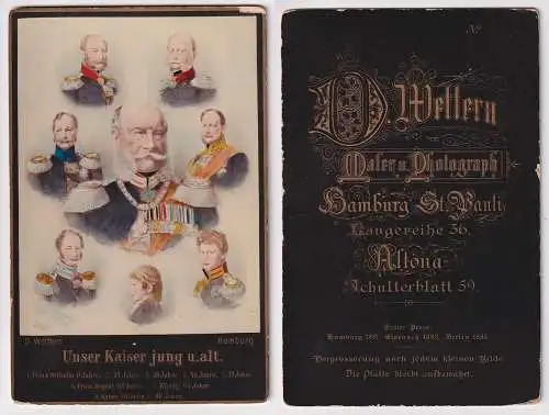 906744 Original Kabinett Foto Unser Kaiser jung und alt um 1880
