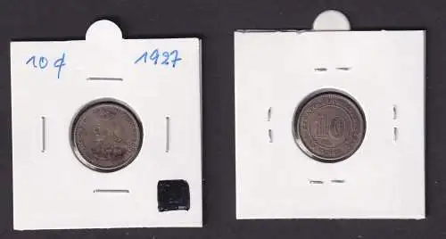 10 Cents Silber Münze Straits Settlements 1927 Georg V. (168344)
