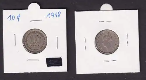 10 Cents Silber Münze Straits Settlements 1948 Georg V. (166223)