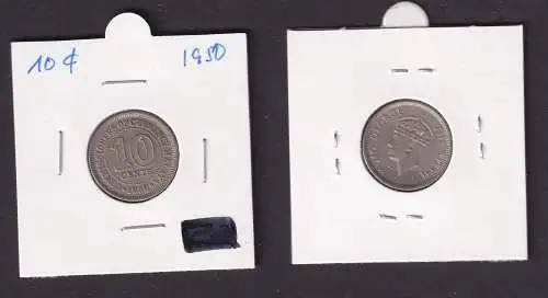 10 Cents Silber Münze Straits Settlements 1950 Georg V. (162682)