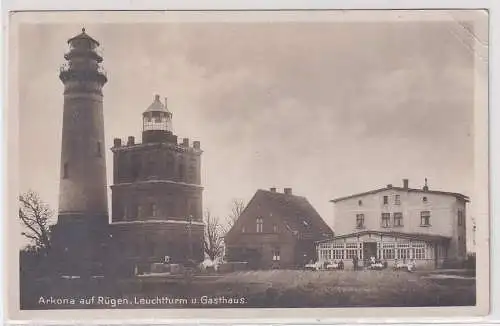 69435 AK Arkona auf Rügen - Leuchtturm und Gasthaus 1929