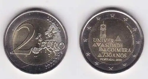 2 Euro Bi-Metall Münze Portugal 2020 730 Jahre Universität COIMBRA (138949)