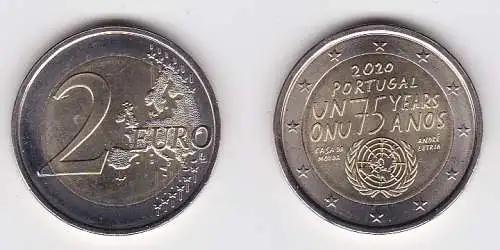 2 Euro Gedenkmünze Portugal 75 Jahre UNO 2020 Stgl. (135407)