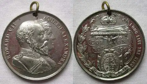 Krönungsmedaille König Edward VII Königin Alexandra 1902 Long Live King (168238)