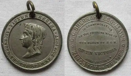 Medaille C.C.Sherrard Esq-Mayor Königin Victoria Kingston on Thames 1887 /160154