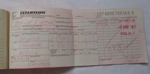 INTERFLUG Flugschein & Gepäckabschnitt Peking (Beijing) Shanghai 1987 (118681)