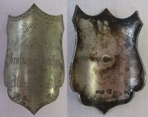 seltener Fahnen / Stocknagel 800er Silber K.S. M.V. Großweitzschen 1899 (105727)