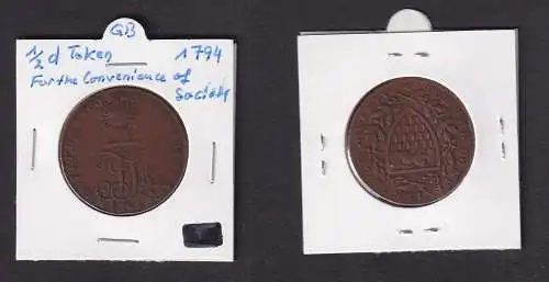 1794 Großbritannien 1/2 Penny Token Sussex - Northiam / J. Foller (154901)