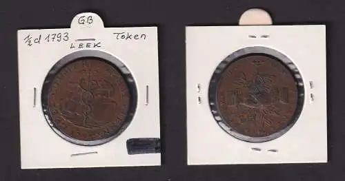 1793 Großbritannien 1/2 Penny Token Staffordshire – Leek / Commercial (159935)