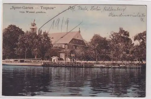 95533 Ak Treptow - Spree-Garten vom Wasser gesehen 1911