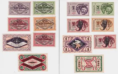 7 Banknoten 10 Pfennig bis 2 Mark Stadt Bielefeld 1917/1918 (127402)