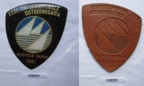 DDR Plakette XXXI. Internat. Ostseeregatta Soling EM 1981 Rostock Rerik (139231)