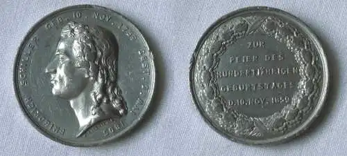 Zinn Medaille Friedrich Schiller - Zur Feier des 100. Geburtstages 1859 (110795)