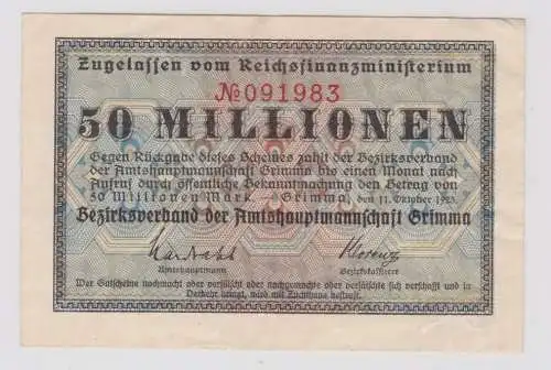 50 Millionen Mark Banknote Amtshauptmannschaft Grimma 11.10.1923 (137483)