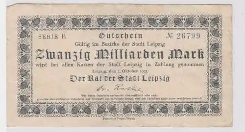 20 Milliarden Mark Banknote Rat der Stadt Leipzig 1.10.1923 (137486)