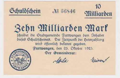 10 Milliarden Mark Banknote Gemeinderat Furtwangen 5.11.1923 (140059)