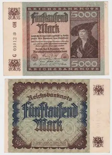 5000 Mark Banknote Berlin 2.12.1922 Rosenberg 80 b (140185)