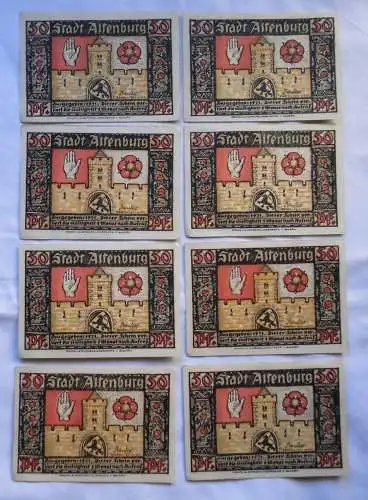 8x 50 Pfennig Banknoten Notgeld Stadt Altenburg Prinzenraubserie 1921 (114781)