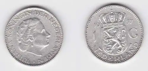 1 Gulden Silber Münze Niederlande 1957 (141021)