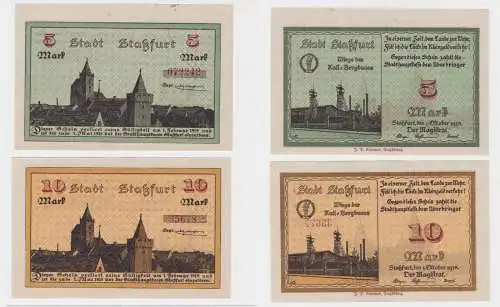 5 und 10 Mark Banknoten Notgeld Stadt Staßfurt 01.10.1918 (134905)