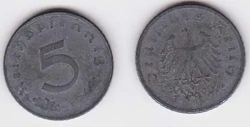 5 Pfennig Zink Münze alliierte Besatzung 1947 D Jäger 374 (121308)