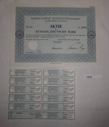 50 Mark Aktie Kolb & Schüle AG Kirchheim unter Teck März 1969 (128165)
