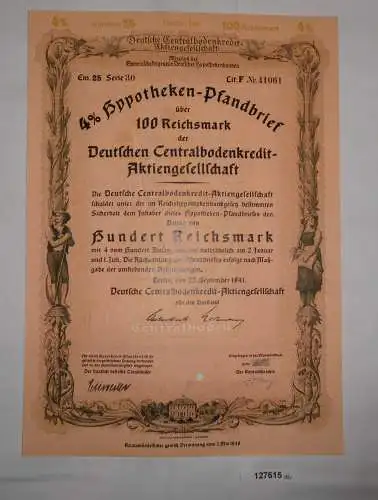 100 Reichsmark Deutsche Centralbodenkredit AG Berlin 1941 (127615)