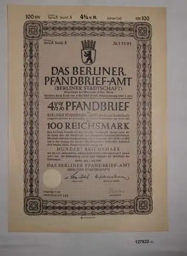100 Reichsmark Pfandbrief Das Berliner Pfandbriefamt 1940 (127622)