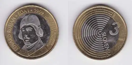 Bi-Metall Münze 3 Euro Slowenien 2009 Edvard Rusjan (121935)