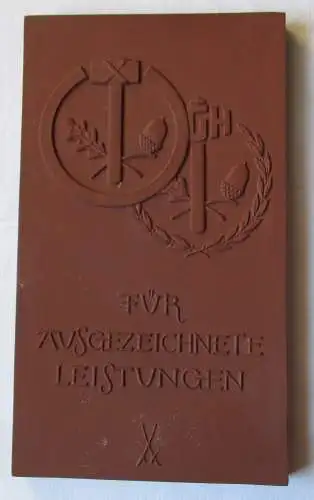 DDR Meissner Porzellan Plakette Ehrengabe der Handwerkskammer Leipzig (126519)
