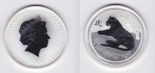 1 Dollar Silber Münze Australien Jahr des Tiger 2010 Lunar 1Oz Silber (118073)