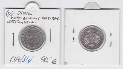 25 Centesimi Kupfer Nickel Münze Italien Victor Emanuel 1903 f.Stgl.(143695)