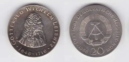 DDR Gedenk Muenze 20 Mark Gottfried Wilhelm Leibniz 1966 (137112)