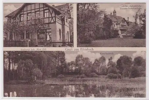 900812 AK Gruß aus Elbisbach - Bäckerei, Frauen-Berufsschule, Karpfenteich 