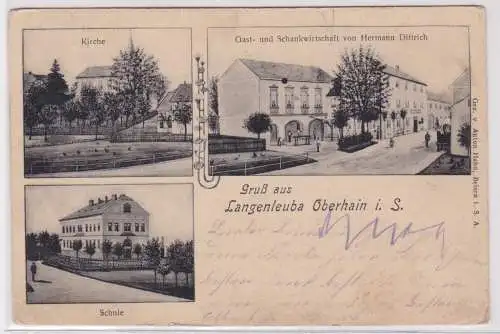 900554 AK Gruß aus Langenleuba-Oberhain - Gast- und Schankwirtschaft H. Dittrich