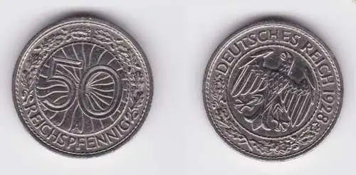 50 Pfennig Nickel Münze Weimarer Republik 1928 A (130646)