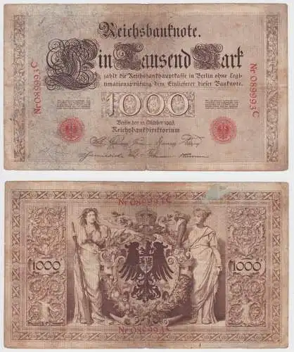 seltene 1000 Mark Reichsbanknote 10. Oktober 1903 Rosenberg Nr.21 (156726)