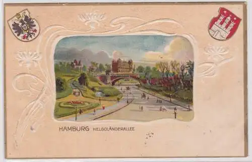 901348 geprägte Rahmen Ak Hamburg - Helgoländerallee um 1900
