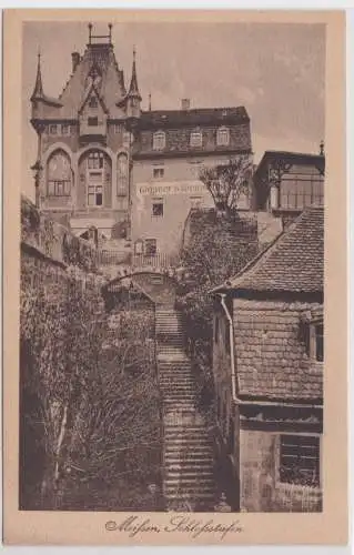 900457 Ak Meißen - Schlossstufen und Wanners Weinstube? um 1910