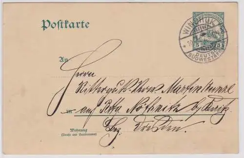 901941 Ganzsache P13 Deutsch Süd-Westafrika Namibia Stempel Windhuk 1907