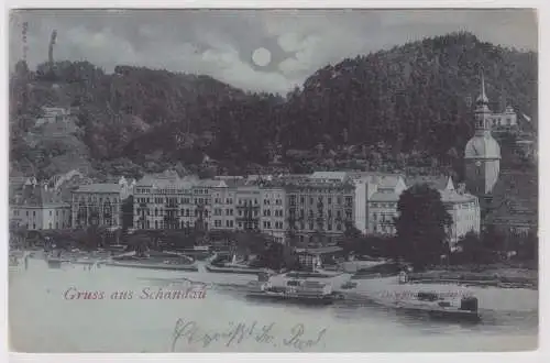 901202 Mondschein Ak Gruss aus Schandau - Totalansicht 1898